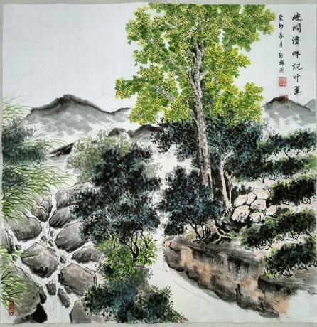 崆峒潭畔枫叶翠