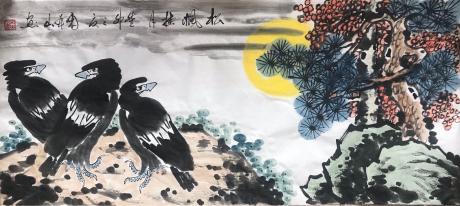 松枫挂月