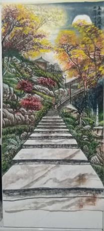 忻州市美协会员罗建青作品五龙池风景