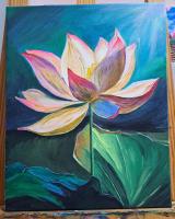  李晓娜木雕摆件作品《莲花》