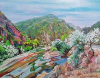 辽宁省美术家协会会员 石广武风景画作品《春到鸡冠山》