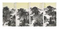中国美术家协会会员 骆旭放山水画作品《山水四条屏》