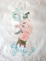 青莲花佛手印水印版画