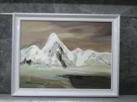 圣山之冬日恋歌原创手绘油画已装裱精美画框如图
