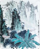 湖南省美术家协会会员 罗云山水画作品《青绿山水》
