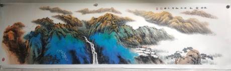 潑彩重彩山水已装裱盒装发货