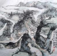 中国书画家协会会员 汪湘波山水画作品《家有良田心自闲》