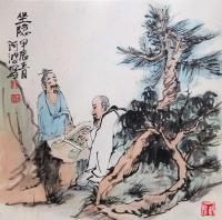中国书画家协会会员 汪湘波人物画作品《坐隐》