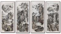枣庄市美术家协会会员 孔维国山水画作品《黄山四条屏》