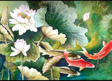油画锦鱼