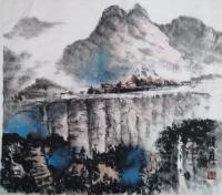 洛阳市美术家协会会员 王惠珍山水画作品《云磅礴》