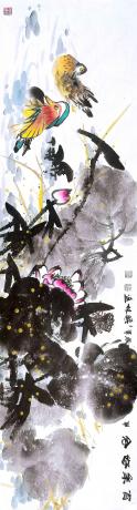 六尺对开厅堂画一一百年好合一一4962
