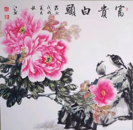 国画富贵白头