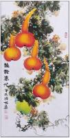 江苏省美术家协会会员 高晓林花鸟画作品《三尺中堂玄关画一一福禄图一一5009》