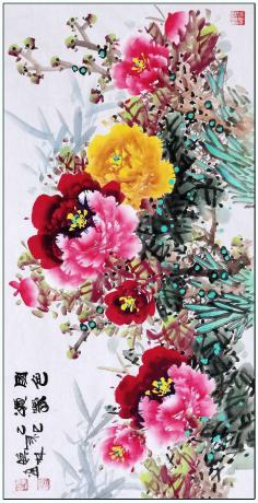 三尺餐厅挂画一一国色颂春一一5050