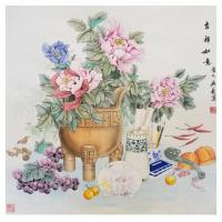吴长存花鸟画作品《吉祥如意》