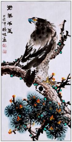 三尺中堂玄关松鹰图一一浩气千里一一5058