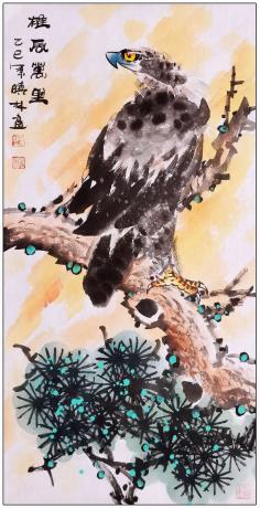 三尺中堂玄关雄鹰图一一雄风万里一一5063