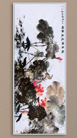 小六尺厅堂荷花一一和气满堂呈祥瑞一一5073