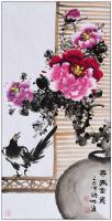 三尺中堂玄关画一一喜报富贵一一5074
