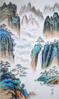 艺术家 钟源山水画作品《青山不改绿水长流》