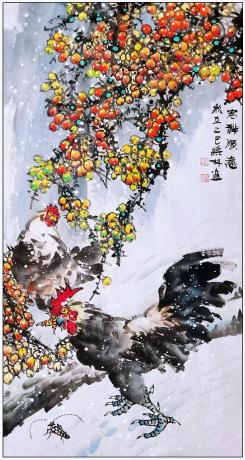 四尺中堂玄关画一一吉祥顺意一一5111