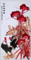 四尺中堂玄关画一一红冠报吉祥一一5112