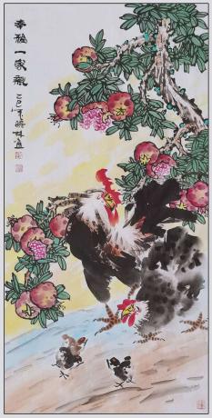 四尺中堂玄关画一一幸福一家亲一一5117