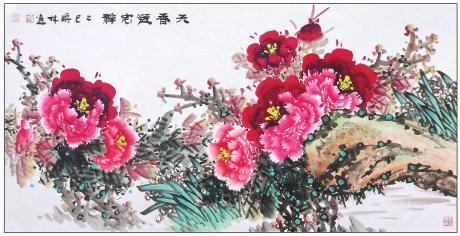 四尺厅堂牡丹一一天香送吉祥一5214