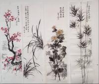 甘肃省美术家协会会员 马忠花鸟画作品《梅兰竹菊》