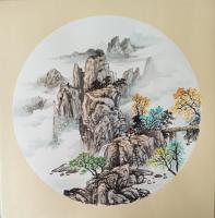 甘肃省美术家协会会员 马忠山水画作品《小品团扇》