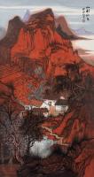 中国美术家协会会员 秦定元山水画作品《山村秋色》
