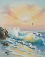 北京宣和书画艺术研究院会员 黄联合风景画作品《海浪》