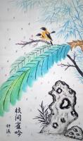 艺术家 钟源山水画作品《枝间雀吟》