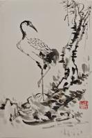 职业画家 窦雨晴花鸟画作品《白鹤》