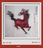 硃砂红画汗血宝马古传硃砂红能給人带来好运日进斗金八方来财代100强书画名家胡源智作品