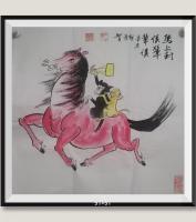 硃砂红画马上封侯辈辈候硃砂红能给人带来好运日进斗金八方来财当代100强书画书画名家胡源智作品