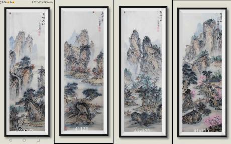 春溢河山高山流水山秋琴聲天地人和山水画四季平安八方来财日进斗金国家出邮票当代100强书画名家胡源智作