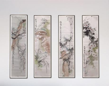 梅兰竹菊四条屏画芯
