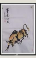 牛气冲天好运连连八方来财日进斗金好运连连当代100强书画书画名家胡源智作品