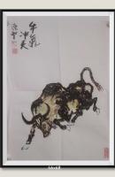牛气冲天好运连连日进斗金八方来财当代100强书画书画名家胡源智作品