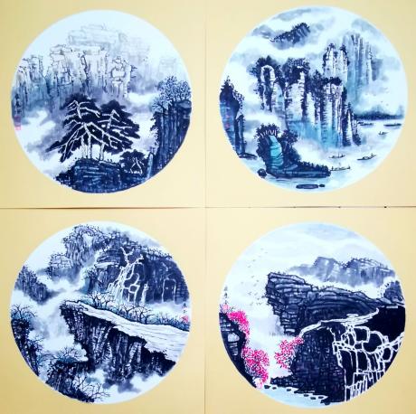 山水画小品四幅一组