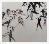 广东省青年美术家协会会员 卢泽鸿花鸟画作品《晨曲》