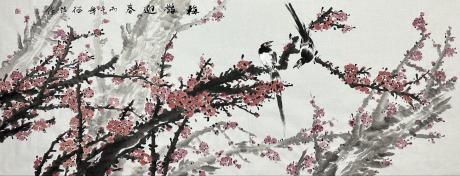 梅鹊迎春
