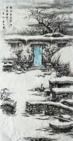 河北省美术家协会会员 王力建山水画作品《邀风旧事乡愁绽雪中》