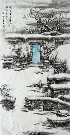 邀风旧事乡愁绽雪中