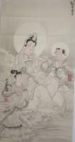 观音送子吉祥如意满堂富贵日进斗金八方来财观音弟子释靈通胡源智敬画