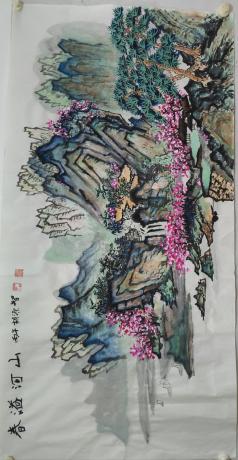 收入世界美术家作品集的春溢河山毛主席卫士画