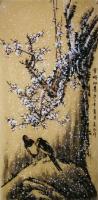 河北省美术家协会会员 谢长虹山水画作品《雪梅双喜》